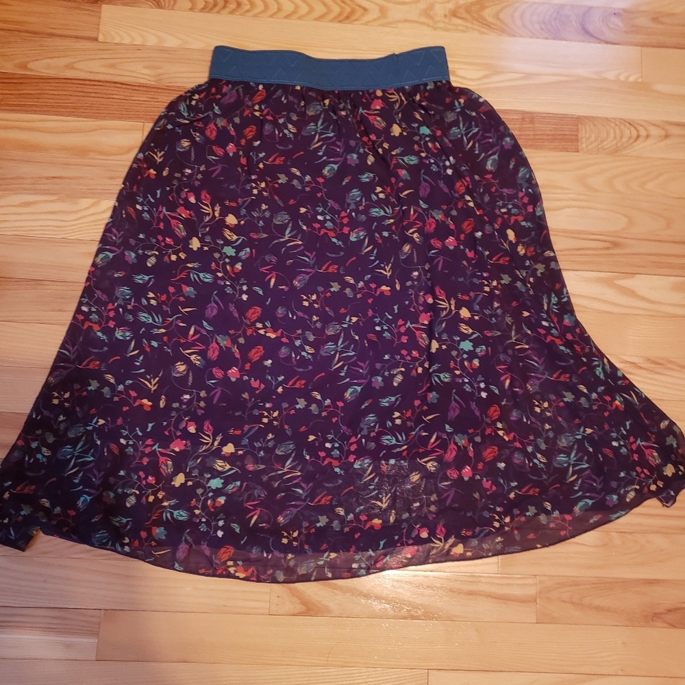 Lularoe Lola Floral Chiffon Midi Skirt